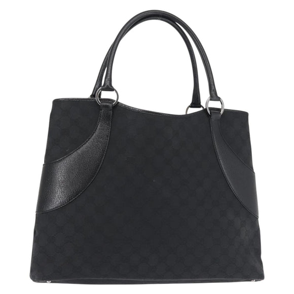 GUCCI GG Canvas Tote Bag Black Silver 113016 Auth 142531
