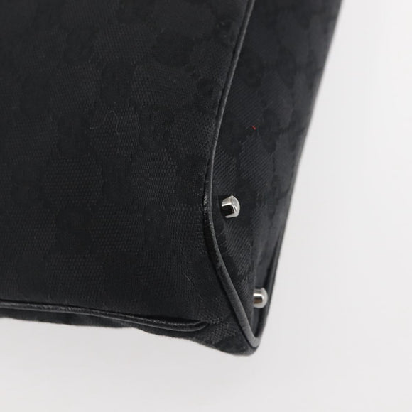 GUCCI GG Canvas Tote Bag Black Silver 113016 Auth 142531