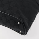 GUCCI GG Canvas Tote Bag Black Silver 113016 Auth 142531-14