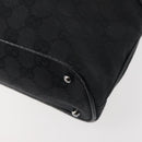 GUCCI GG Canvas Tote Bag Black Silver 113016 Auth 142531-16