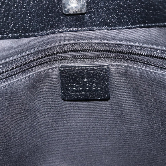 GUCCI GG Canvas Tote Bag Black Silver 113016 Auth 142531