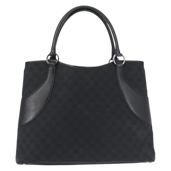 GUCCI GG Canvas Tote Bag Black Silver 113016 Auth 142531