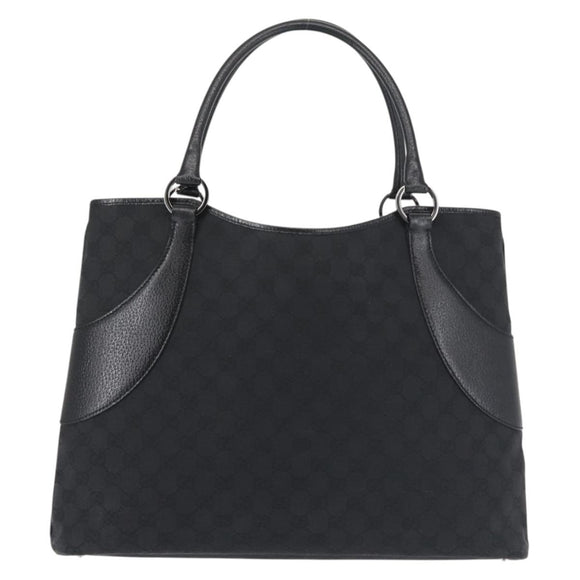 GUCCI GG Canvas Tote Bag Black Silver 113016 Auth 142531
