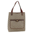 GUCCI GG Supreme Web Sherry Line Tote Bag PVC Beige Red 378 02 003 Auth 142533-1