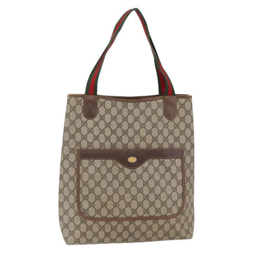 GUCCI GG Supreme Web Sherry Line Tote Bag PVC Beige Red 378 02 003 Auth 142533