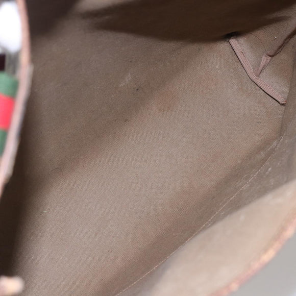 GUCCI GG Supreme Web Sherry Line Tote Bag PVC Beige Red 378 02 003 Auth 142533