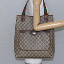 GUCCI GG Supreme Web Sherry Line Tote Bag PVC Beige Red 378 02 003 Auth 142533-21