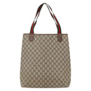 GUCCI GG Supreme Web Sherry Line Tote Bag PVC Beige Red 378 02 003 Auth 142533-2