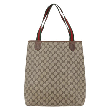 GUCCI GG Supreme Web Sherry Line Tote Bag PVC Beige Red 378 02 003 Auth 142533 - 0