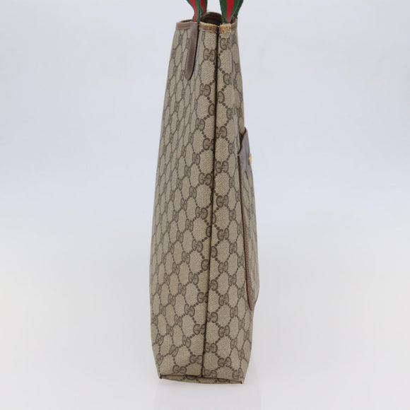 GUCCI GG Supreme Web Sherry Line Tote Bag PVC Beige Red 378 02 003 Auth 142533