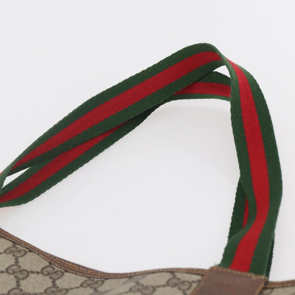 GUCCI GG Supreme Web Sherry Line Tote Bag PVC Beige Red 378 02 003 Auth 142533