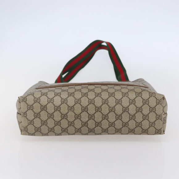 GUCCI GG Supreme Web Sherry Line Tote Bag PVC Beige Red 378 02 003 Auth 142533