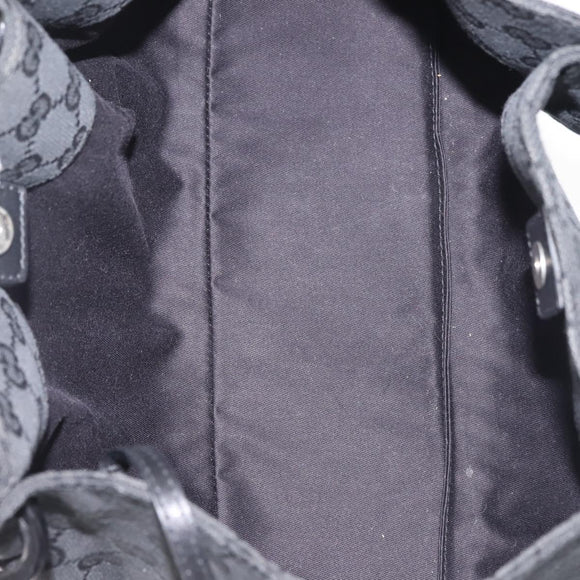 GUCCI GG Canvas Hand Bag Black Silver 94898 Auth 142537