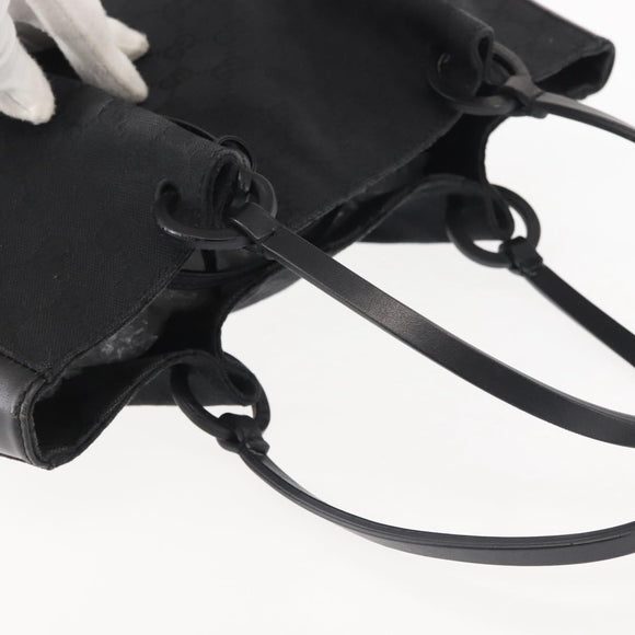 GUCCI GG Canvas Hand Bag Black Silver 94898 Auth 142537