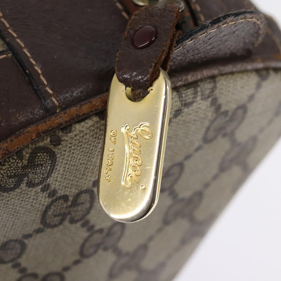 GUCCI GG Supreme Web Sherry Line Hand Bag PVC Beige Gold Red Auth 142539