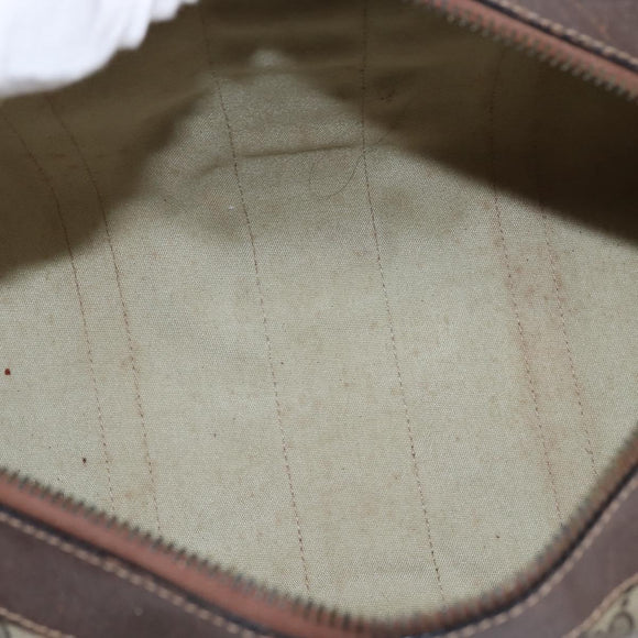 GUCCI GG Supreme Web Sherry Line Hand Bag PVC Beige Gold Red Auth 142539