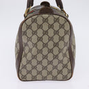 GUCCI GG Supreme Web Sherry Line Hand Bag PVC Beige Gold Red Auth 142539-4