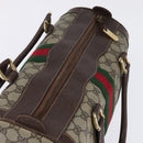 GUCCI GG Supreme Web Sherry Line Hand Bag PVC Beige Gold Red Auth 142539-6