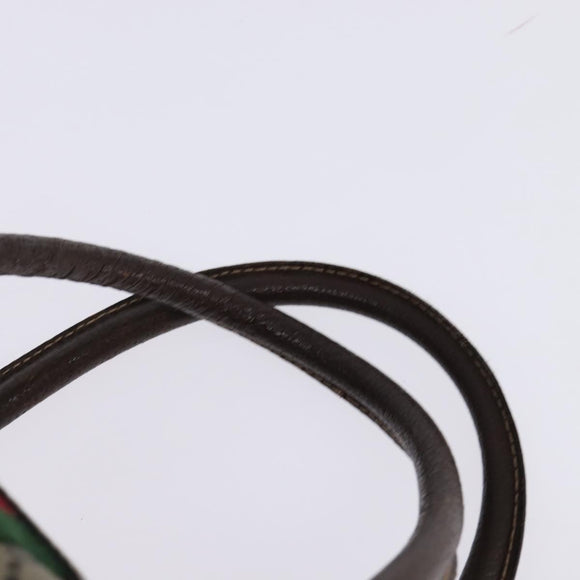 GUCCI GG Supreme Web Sherry Line Hand Bag PVC Beige Gold Red Auth 142539