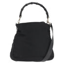 GUCCI Bamboo Hand Bag Canvas 2way Black Silver 001 1638 1705 Auth 142542-1