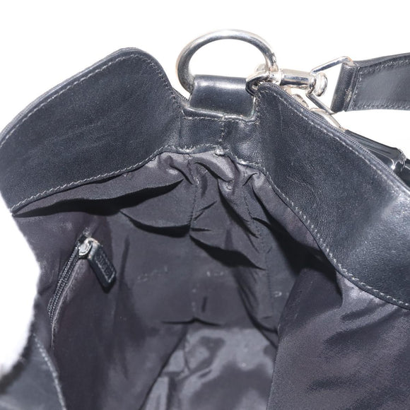 GUCCI Bamboo Hand Bag Canvas 2way Black Silver 001 1638 1705 Auth 142542