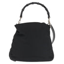 GUCCI Bamboo Hand Bag Canvas 2way Black Silver 001 1638 1705 Auth 142542-13