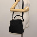 GUCCI Bamboo Hand Bag Canvas 2way Black Silver 001 1638 1705 Auth 142542-23