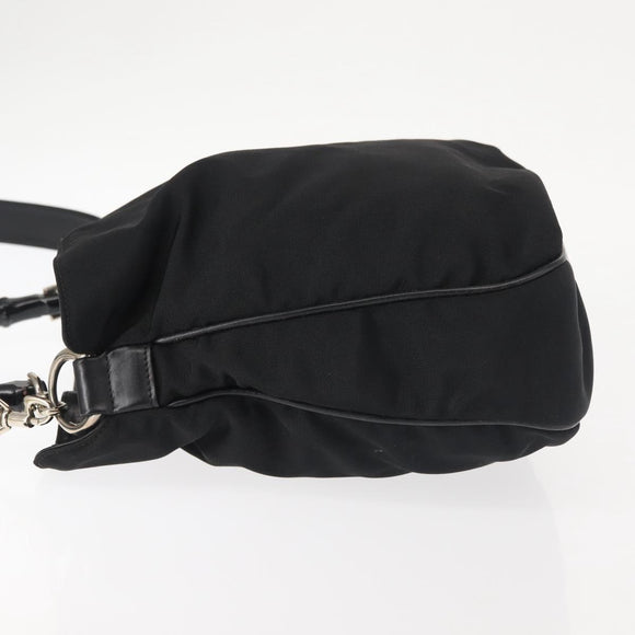 GUCCI Bamboo Hand Bag Canvas 2way Black Silver 001 1638 1705 Auth 142542