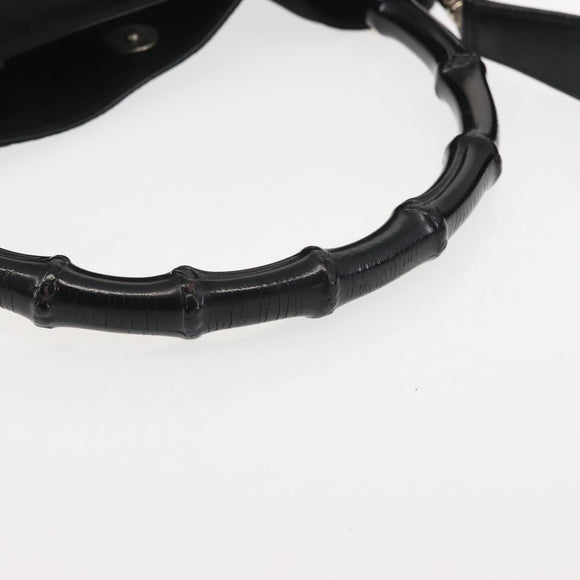 GUCCI Bamboo Hand Bag Canvas 2way Black Silver 001 1638 1705 Auth 142542