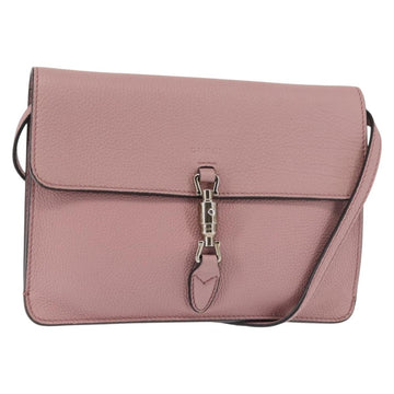 GUCCI Shoulder Bag Leather Pink Silver Auth 142544