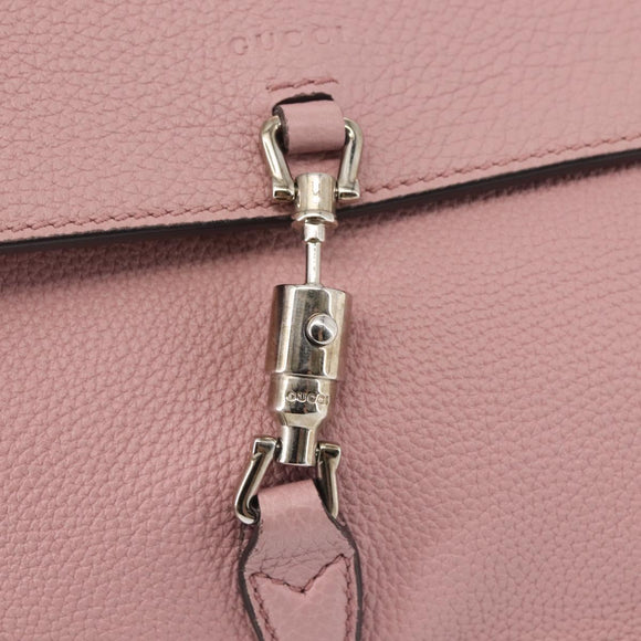 GUCCI Shoulder Bag Leather Pink Silver Auth 142544