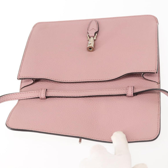 GUCCI Shoulder Bag Leather Pink Silver Auth 142544