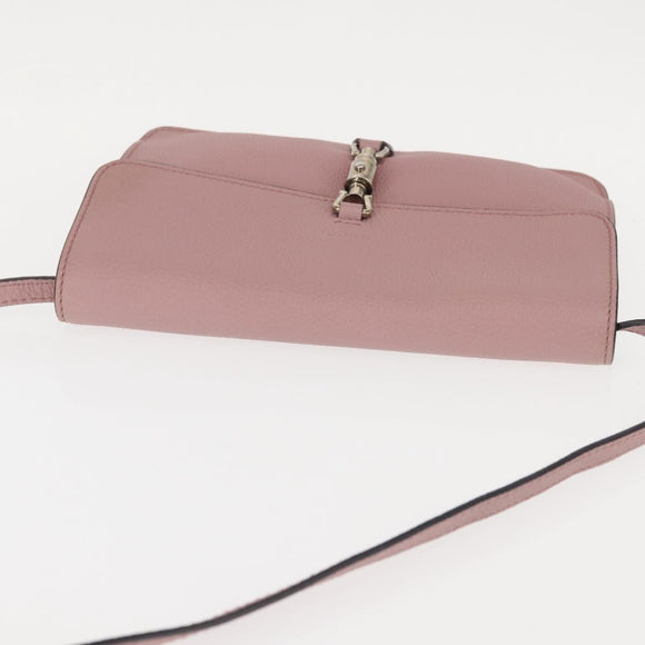 GUCCI Shoulder Bag Leather Pink Silver Auth 142544