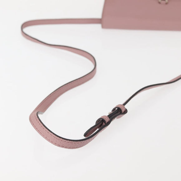 GUCCI Shoulder Bag Leather Pink Silver Auth 142544