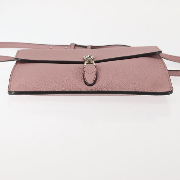 GUCCI Shoulder Bag Leather Pink Silver Auth 142544