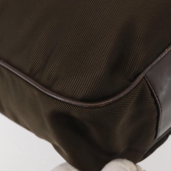 GUCCI Bamboo Hand Bag Nylon 2way Khaki Silver 001 1577 2615 Auth 142547