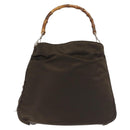 GUCCI Bamboo Hand Bag Nylon 2way Khaki Silver 001 1577 2615 Auth 142547-3