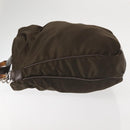GUCCI Bamboo Hand Bag Nylon 2way Khaki Silver 001 1577 2615 Auth 142547-5