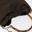 GUCCI Bamboo Hand Bag Nylon 2way Khaki Silver 001 1577 2615 Auth 142547-6