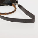 GUCCI Bamboo Hand Bag Nylon 2way Khaki Silver 001 1577 2615 Auth 142547-9