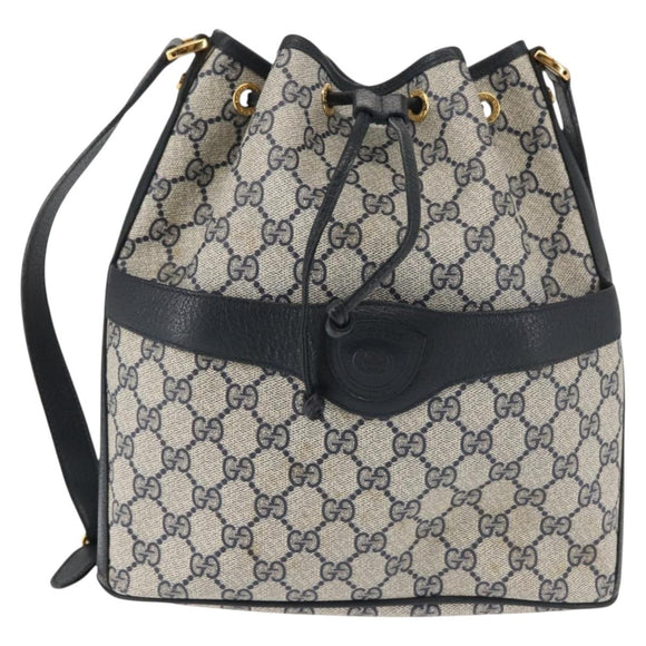 GUCCI GG Supreme Shoulder Bag PVC Navy Gold 001 084 0853 Auth 142551