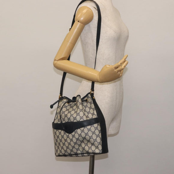 GUCCI GG Supreme Shoulder Bag PVC Navy Gold 001 084 0853 Auth 142551