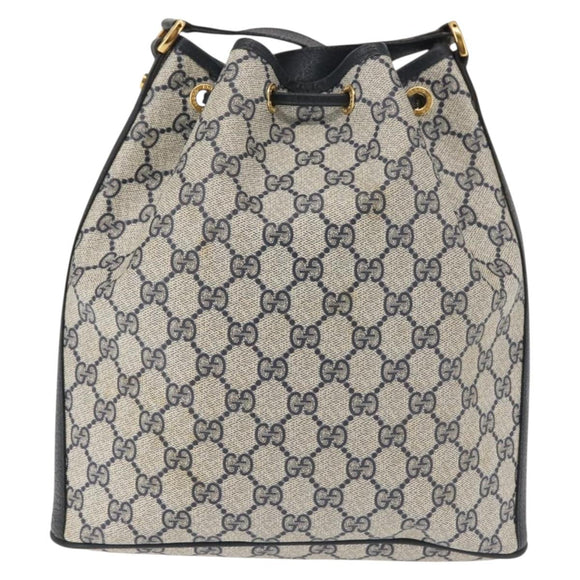GUCCI GG Supreme Shoulder Bag PVC Navy Gold 001 084 0853 Auth 142551
