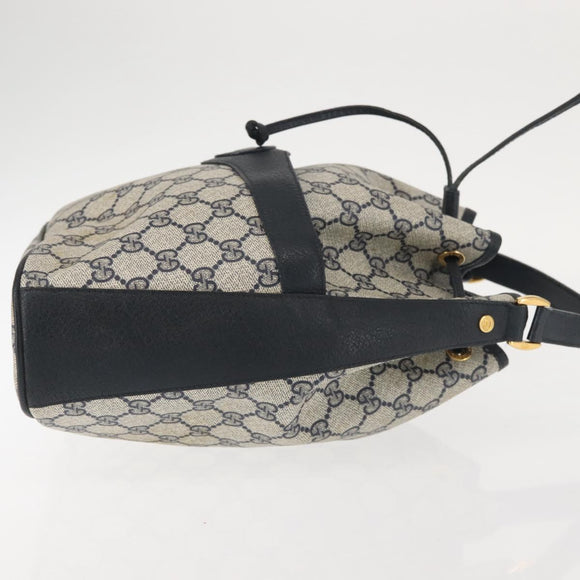 GUCCI GG Supreme Shoulder Bag PVC Navy Gold 001 084 0853 Auth 142551