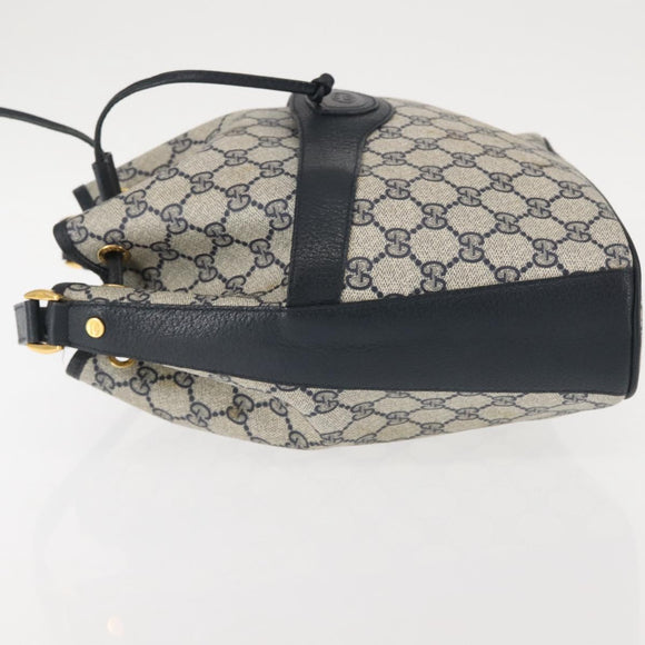 GUCCI GG Supreme Shoulder Bag PVC Navy Gold 001 084 0853 Auth 142551
