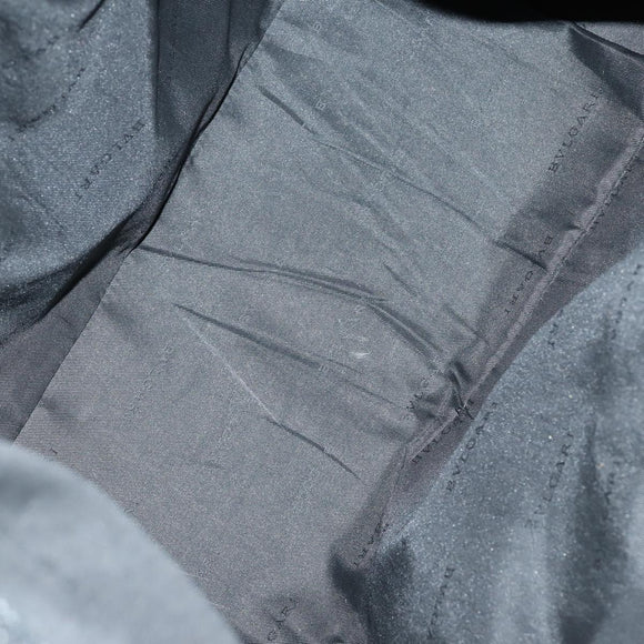 BVLGARI Boston Bag Leather 2way Black Silver Auth 142552