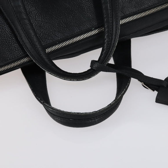 BVLGARI Boston Bag Leather 2way Black Silver Auth 142552