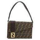 FENDI Zucca Canvas Shoulder Bag Brown Auth 142559-1