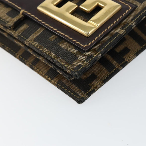 FENDI Zucca Canvas Shoulder Bag Brown Auth 142559