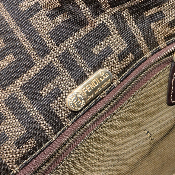 FENDI Zucca Canvas Shoulder Bag Brown Auth 142559